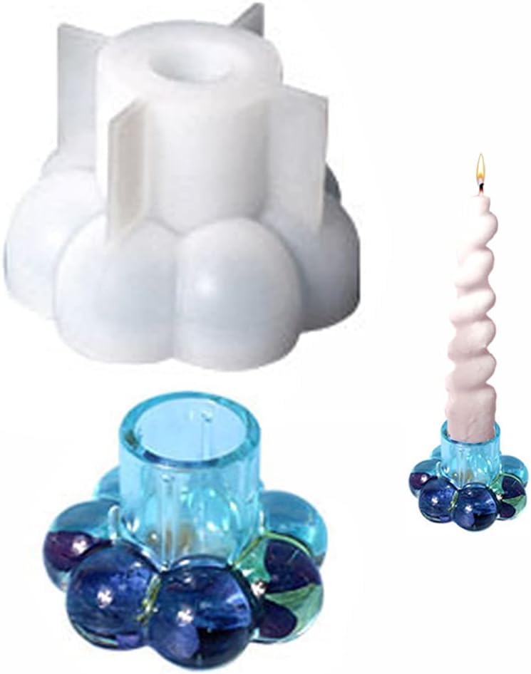 FirstTry Taper Candle Holder Resin Mold I 3D Round Polka Dot Shape Candlestick Epoxy Casting Silicone Mould I Concrete Molds I for DIY Handmade Plaster Lipstick Pen Holder Flowers Plants Décor (A) - Image 1