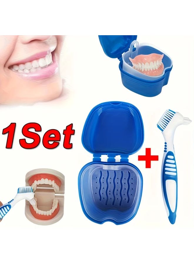 عدة تنظيف الأسنان الزرقاء على شكل تفاحة مع صندوق تخزين مهوي محمول - Image 3