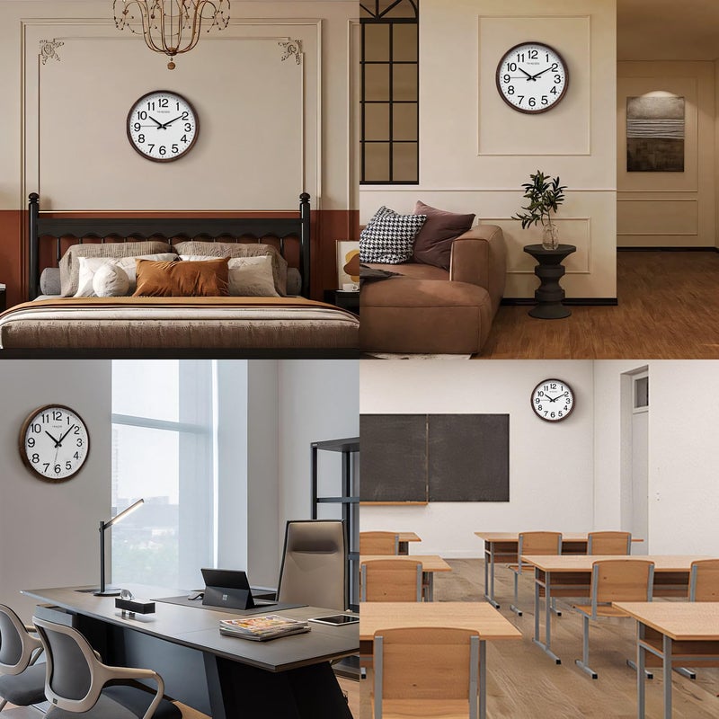 TIMESS Wall Clock, Classic Wood Style Finish, 11 Inch Non-Ticking Silent Battery Operated Analog Clock, Ideal Retro Decor for Home, Bedroom, Living Room, Kitchen, Bathroom, Office(Wood Brown) - Image 5