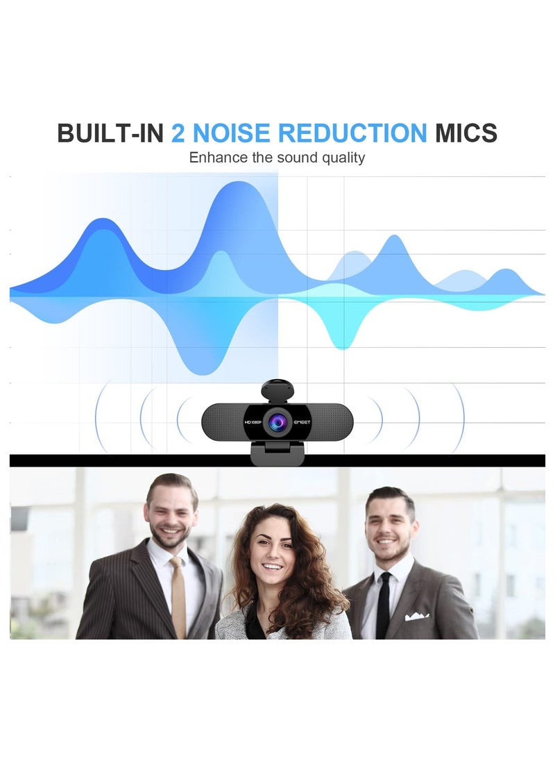 eMeet - EMEET 1080P Webcam with Microphone, C960 Web Camera, 2 Mics Streaming Webcam, 90°FOV Computer Camera - Image 1