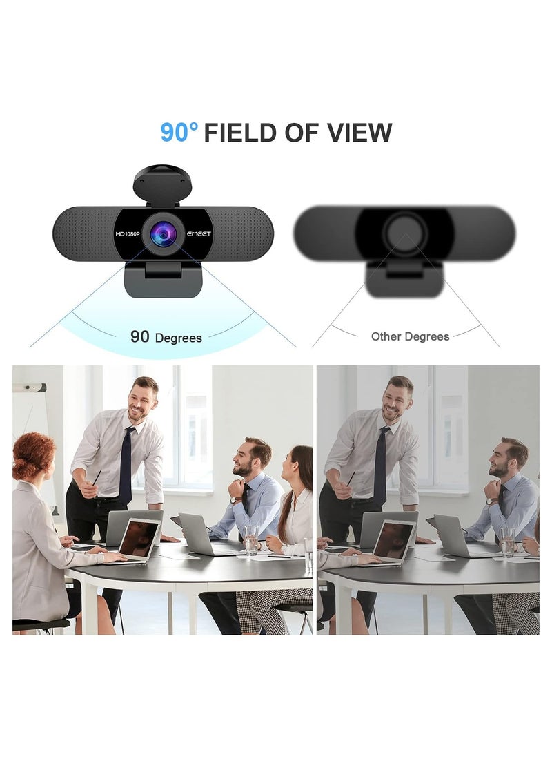 eMeet - EMEET 1080P Webcam with Microphone, C960 Web Camera, 2 Mics Streaming Webcam, 90°FOV Computer Camera - Image 1