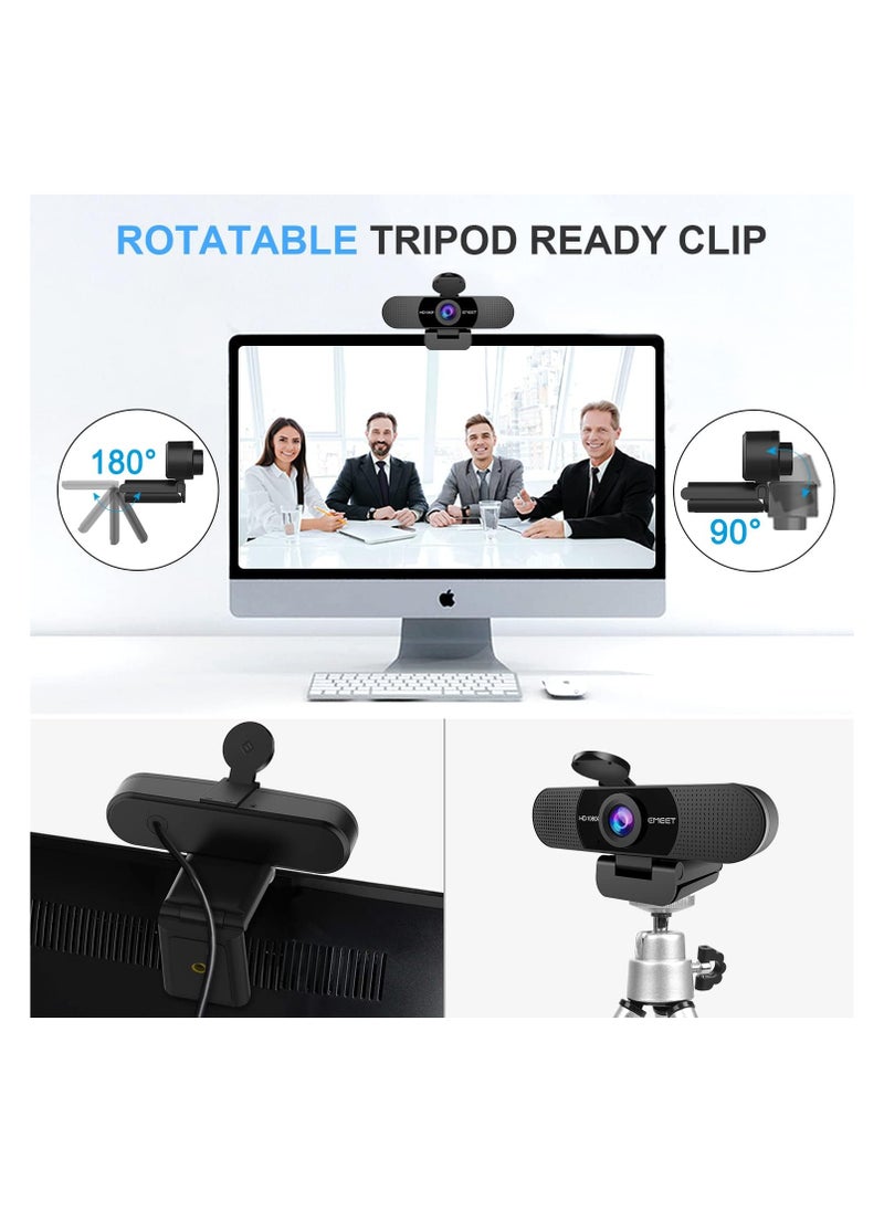 eMeet - EMEET 1080P Webcam with Microphone, C960 Web Camera, 2 Mics Streaming Webcam, 90°FOV Computer Camera - Image 1