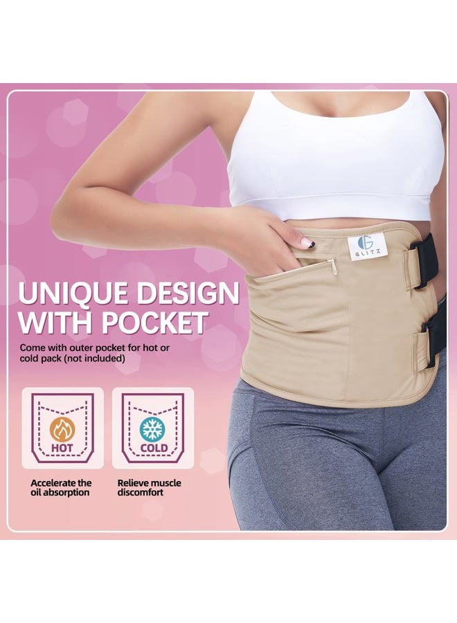 Glitz Castor Oil Pack Wrap – Reusable Organic Castor Oil Packs for Liver (Compress), Less Mess, Anti Leak Outer Layer, Soft Cotton (Apricot) - Image 5