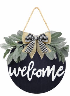 Y&D Welcome Wreath Sign, Sign for Farmhouse Front Porch Decor, Rustic Home Door Hangers with Premium Greenery, Hanging Housewarming Decoration  - Image 1