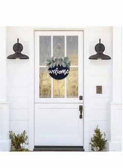 Y&D Welcome Wreath Sign, Sign for Farmhouse Front Porch Decor, Rustic Home Door Hangers with Premium Greenery, Hanging Housewarming Decoration  - Image 2