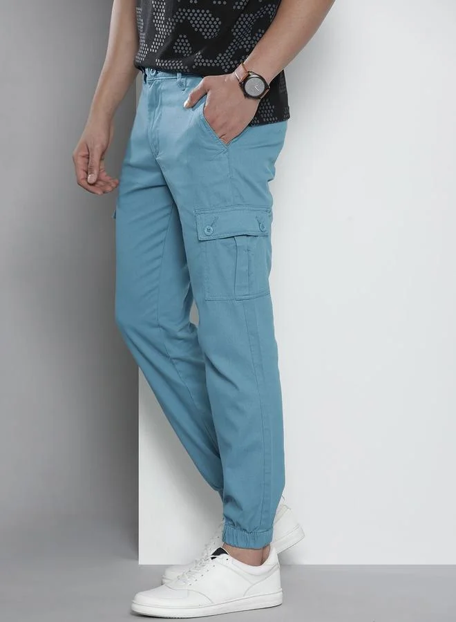 شركة المرآب الهندية بنطال كارجو سادة بقصة ضيقة