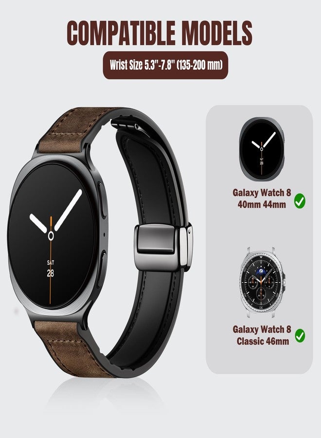 Charlam Magnetic Leather Bands Compatible with Galaxy Watch 8 Band 40mm 44mm,Galaxy Watch 8 Classic Band 46mm,Genuine Leather No Gap Replacement Straps for Samsung Watch 8 Bands Men Women,Black Coffee - Image 5