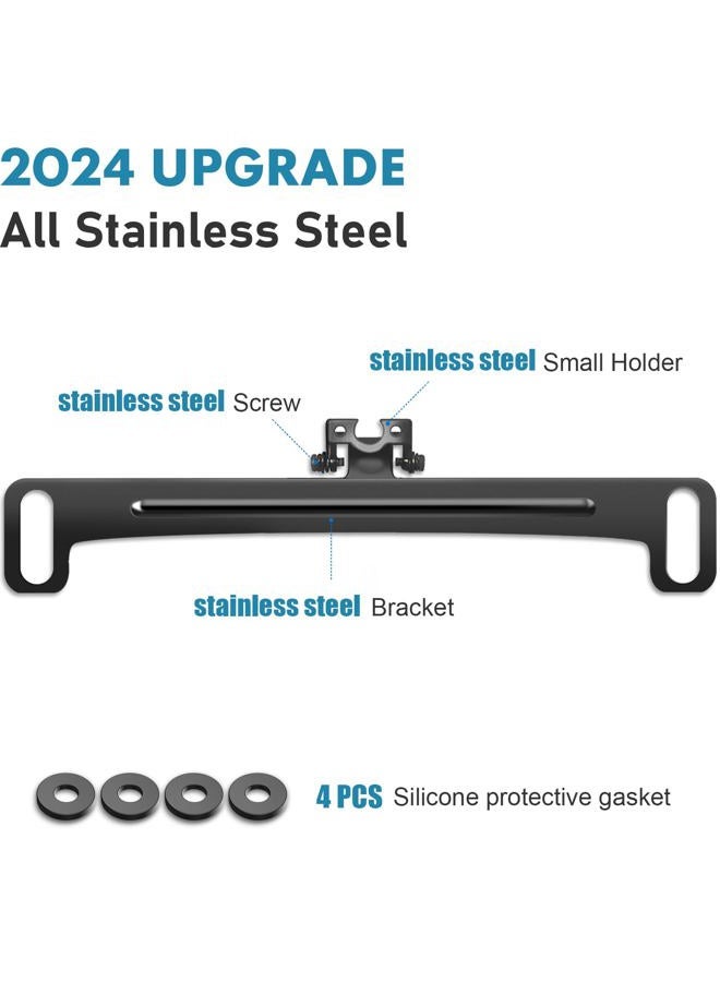 Pixelman Universal Car Rear View Camera License Plate Bracket,Upgraded Full Stainless Steel Backup Camera Mount Dash Cam Mirror Camera Accessory Rear Camera Mount,Only Installation Holder for Back Up Camera - Image 3