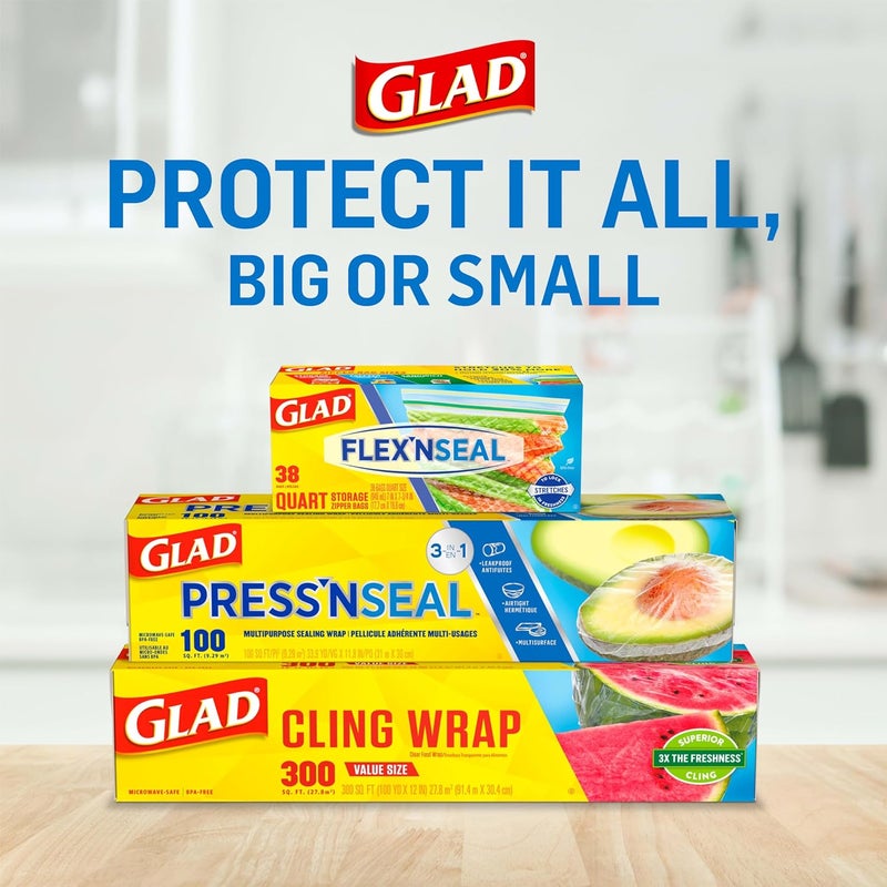 Glad غلاف الطعام البلاستيكي Press'n Seal | 70 قدم مربع | لفة | عبوة من 2 - Image 5