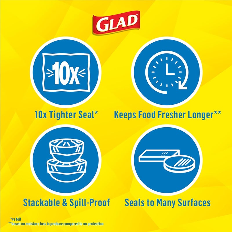 Glad غلاف الطعام البلاستيكي Press'n Seal | 70 قدم مربع | لفة | عبوة من 2 - Image 3
