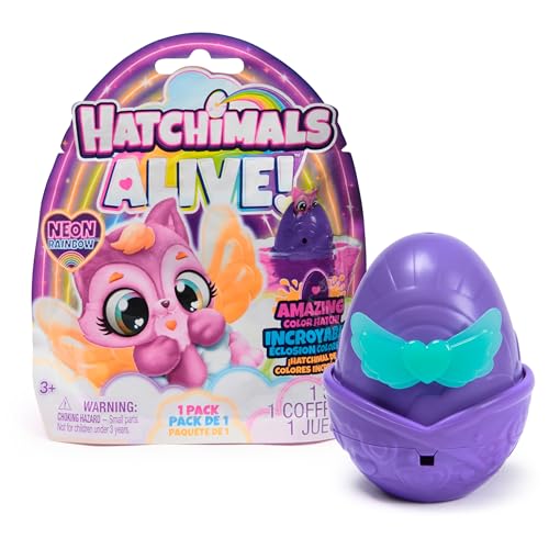 HATCHIMALS Alive, Neon Rainbow, Set of 1 Surprise Blind Box Figure (Styles May Vary), Egg That Reveals Colour - Image 1