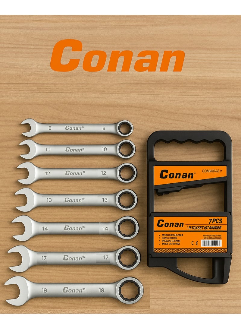 Conan 7PCS Ratchet Spanner Set – Chrome Vanadium – Sizes 8mm to 19mm – Model COMW0607 - Image 2