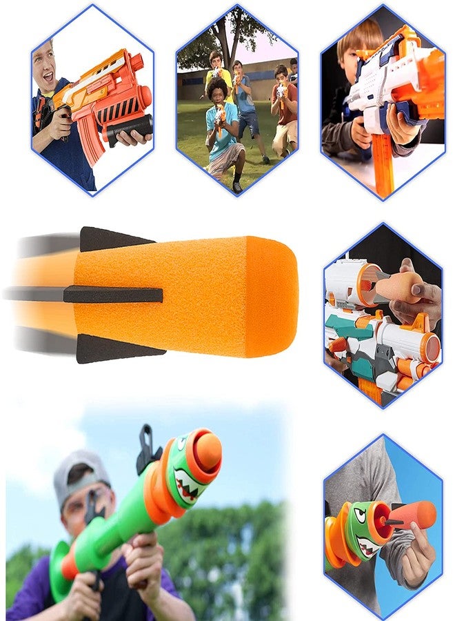 EKIND 3-Pack Mega Missile Refill for Toy Rocket Launcher, Foam Ammo Compatible for Nerf N-Strike Elite Series (Orange) - Image 4