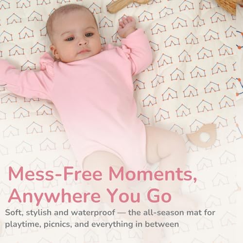 TIDY SLEEP Waterproof Baby Messy Mat | Multipurpose Splash Mat for Under High Chair, Art & Craft, Feeding, Playtime | Anti-Slip, Easy Clean, Foldable | 95x95 cm | Blossom Pink - Image 3
