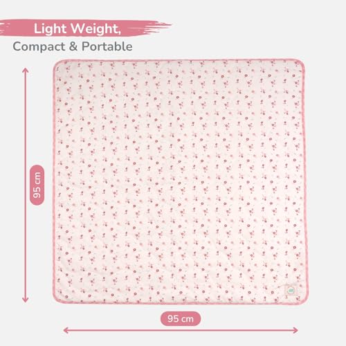 TIDY SLEEP Waterproof Baby Messy Mat | Multipurpose Splash Mat for Under High Chair, Art & Craft, Feeding, Playtime | Anti-Slip, Easy Clean, Foldable | 95x95 cm | Blossom Pink - Image 5