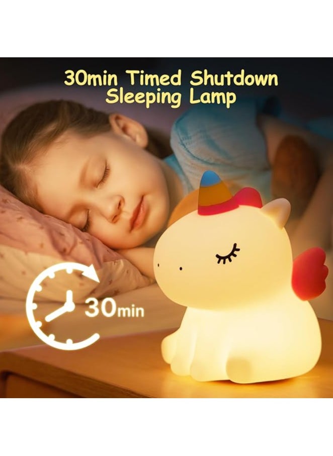 ARNOTEC - Kids LED Cute Unicorn Night Light, Silicone Rechargeable Night Light - 3 Level Dimmable Bedside Touch Lamp, Baby and Toddler Bedside Lamp, Great Gift for Boys Girls and Kids - Image 1
