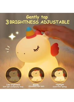 ARNOTEC Kids LED Cute Unicorn Night Light, Silicone Rechargeable Night Light - 3 Level Dimmable Bedside Touch Lamp, Baby and Toddler Bedside Lamp, Great Gift for Boys Girls and Kids  - Image 3