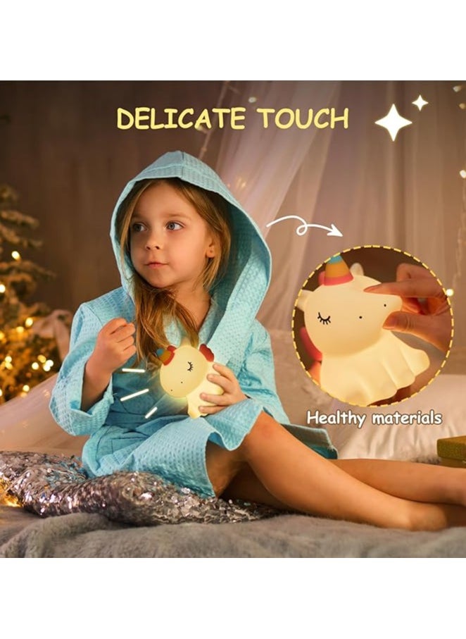 ARNOTEC - Kids LED Cute Unicorn Night Light, Silicone Rechargeable Night Light - 3 Level Dimmable Bedside Touch Lamp, Baby and Toddler Bedside Lamp, Great Gift for Boys Girls and Kids - Image 1