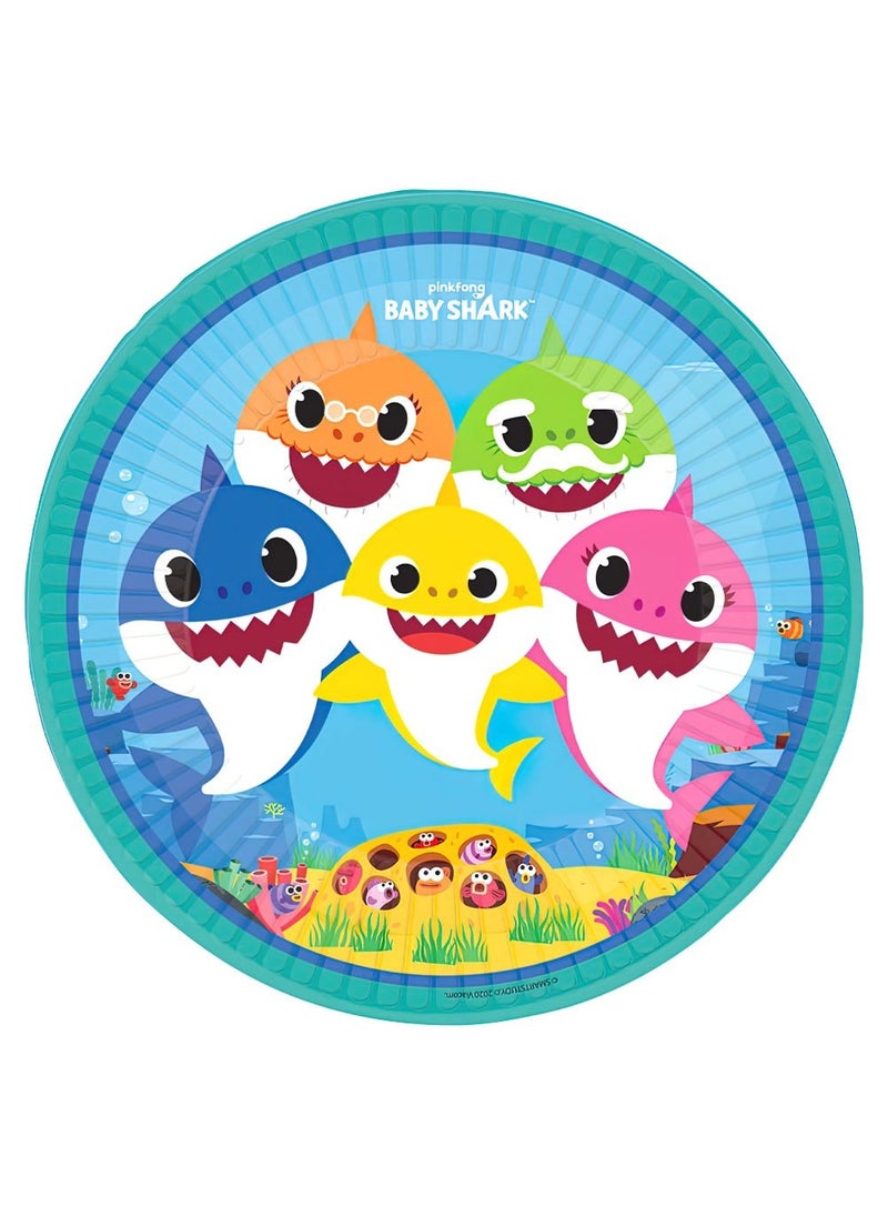 Baby Shark Disposable Paper Plates Multicolor 23cm 8-Pack