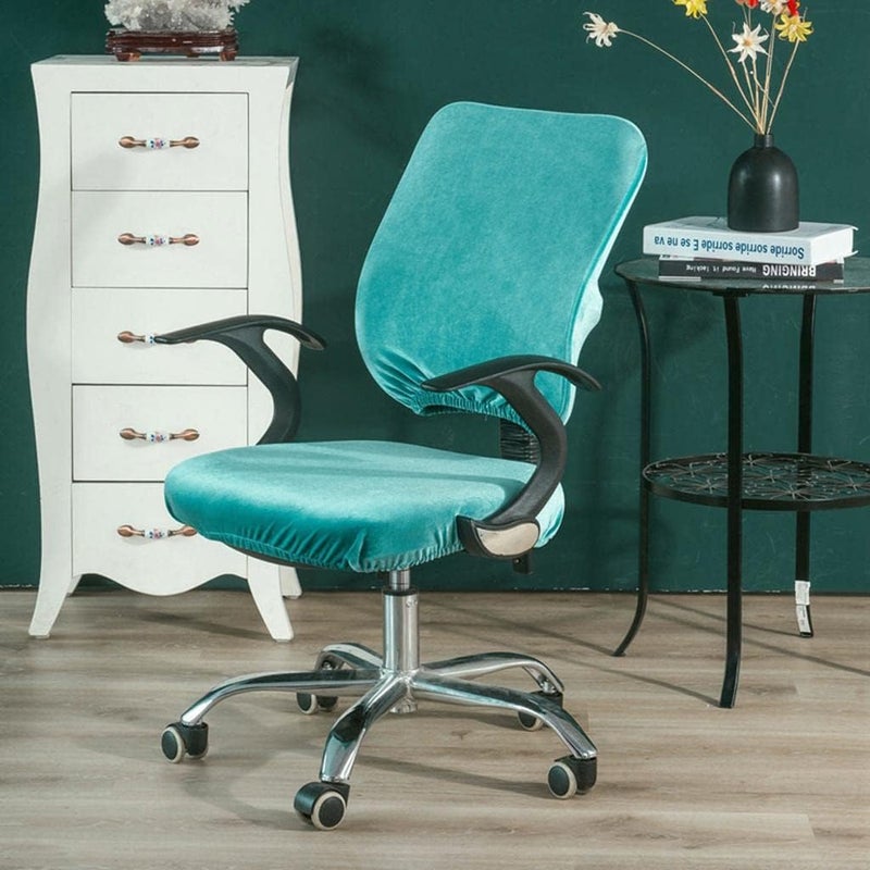 كلاراكو أغطية مقاعد غرفة الطعام المخملية المطاطية، أغطية قابلة للإزالة، ديكور حفلات الزفاف، لون أزرق بحيري - Image 2