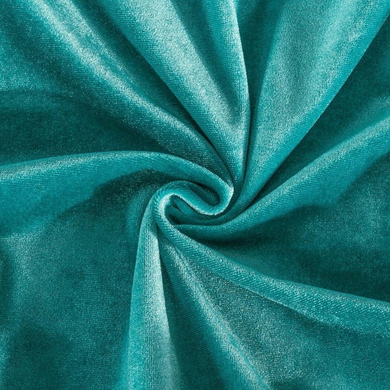 كلاراكو أغطية مقاعد غرفة الطعام المخملية المطاطية، أغطية قابلة للإزالة، ديكور حفلات الزفاف، لون أزرق بحيري - Image 3