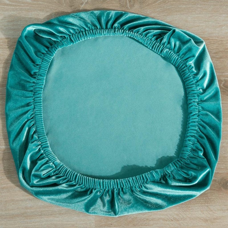 كلاراكو أغطية مقاعد غرفة الطعام المخملية المطاطية، أغطية قابلة للإزالة، ديكور حفلات الزفاف، لون أزرق بحيري - Image 5