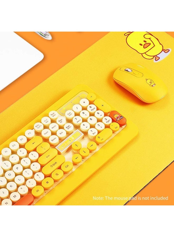 Wireless Keyboard & Mouse Combo – 2.4GHz Retro Round Keycaps, Cute Punk Design, Yellow - Image 2