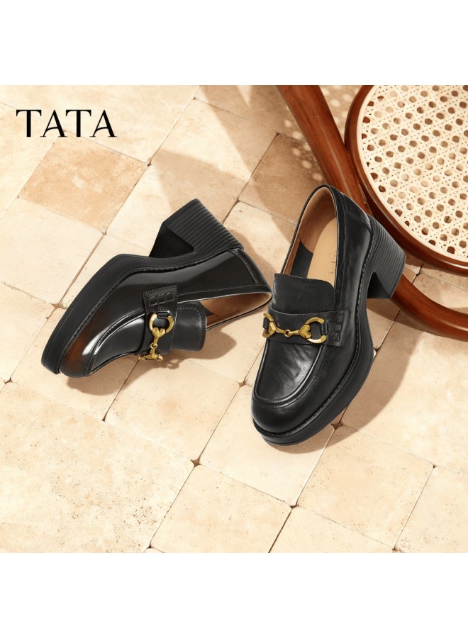 Tata Women's Shoes  Spring New Black Loafers Thick Sole Black Size 39 - Image 1