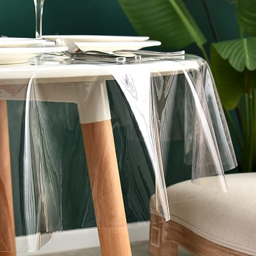 Nasitos 2 Pack Round Clear Plastic Tablecloth Protector 70 Inch100 Waterproof Table Cover Vinyl Plastic Sheet Thick Non Slip Wipeable Circular Table Cloth for Wedding Banquet Restaurant Parties - Image 3