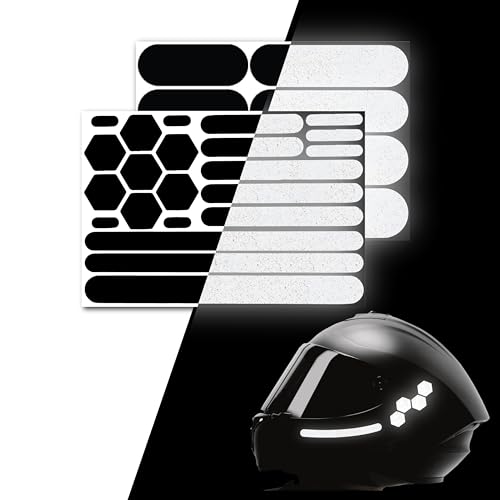 Elos ملصقات إيلوس العاكسة 3M سوداء - شريط خوذة، شريط دراجة نارية، ملصقات عالية الوضوح للخوذ - سوداء غير ملحوظة حتى تضربها الأضواء (نمط كومبو) - Image 1