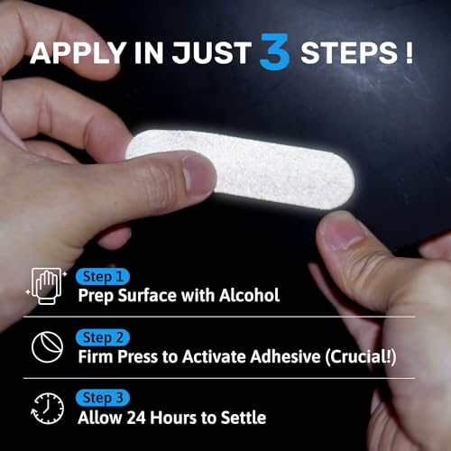 Elos ملصقات إيلوس العاكسة 3M سوداء - شريط خوذة، شريط دراجة نارية، ملصقات عالية الوضوح للخوذ - سوداء غير ملحوظة حتى تضربها الأضواء (نمط كومبو) - Image 5