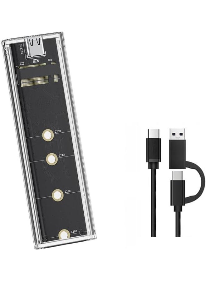 Transparent M.2 NVMe & SATA SSD Enclosure – USB-C 3.2 Gen2 10Gbps for NVMe, 5Gbps for NGFF SATA PCIe M-Key (B+M Key) 2230/2242/2260/2280 with Type-C to Type-C Cable, RGB - Image 1