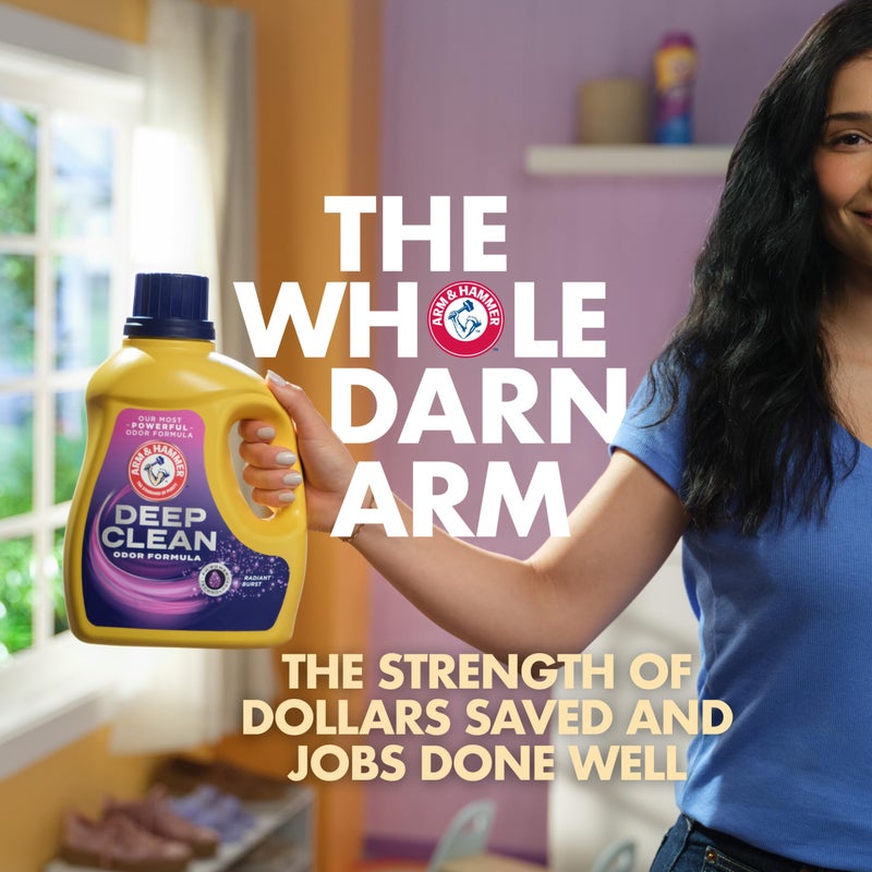 Arm & Hammer منظف الغسيل السائل من ARM & HAMMER™ بتركيبة تنظيف عميق لإزالة الروائح، مزيل روائح الغسيل، عطر انفجار مشع، 150 أونصة سائلة، 100 غسلة - Image 2