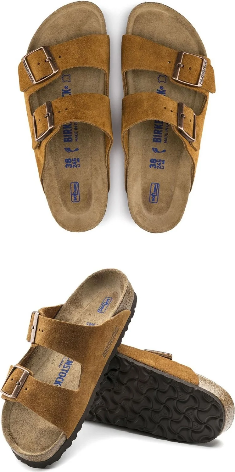 BIRKENSTOCK Arizona Bs Sole and Belt Genuine Leather Slippers