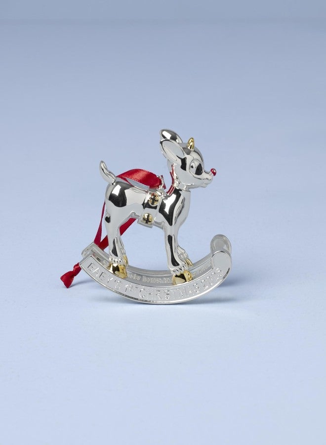 Lenox 1st Christmas Baby 2025 Ornaments Rudolph Decoration Silver Metal Resin Red Ribbon for Tree Decoration Christmas Decorations Winter Tree Decorations Rudolph (1PCS) - Image 2