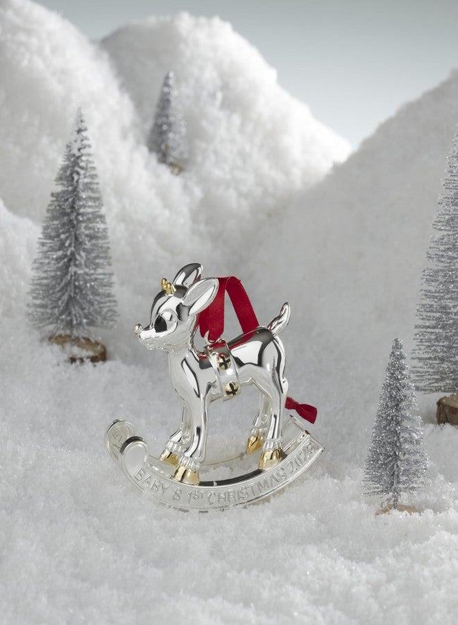 Lenox 1st Christmas Baby 2025 Ornaments Rudolph Decoration Silver Metal Resin Red Ribbon for Tree Decoration Christmas Decorations Winter Tree Decorations Rudolph (1PCS) - Image 4