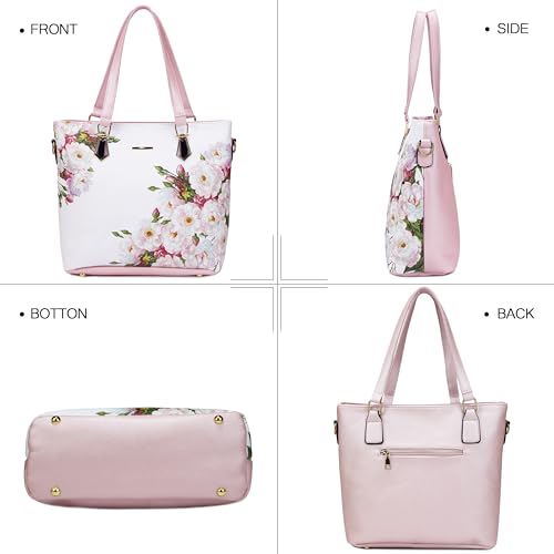 2E-youth Designer Purses and Handbags for Women Satchel Shoulder Bag Tote Top Handle Bag (1H-white flower) - Image 4