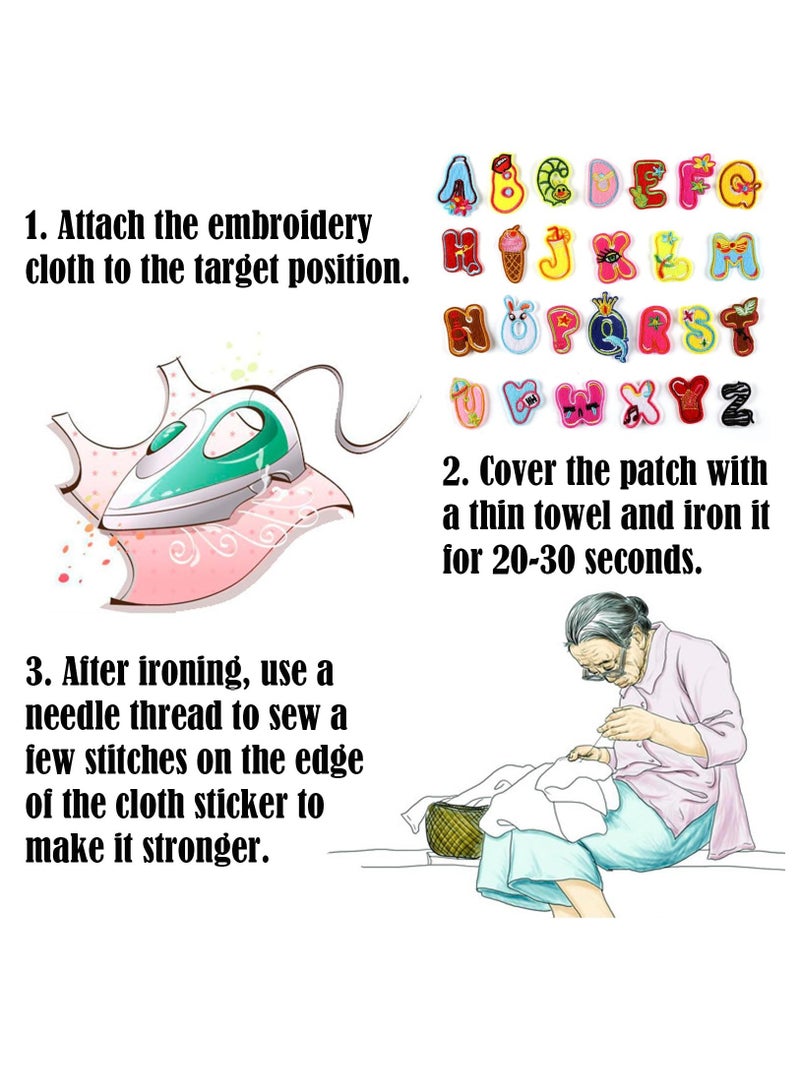 Excefore Iron on Letter A-Z, 26 Pcs Letter Iron on Patches, Sew on Alphabet Patches, Letter Patches For Backpacks, Fabric Embroidered Patch, Alphabet Patches For Clothing And DIY Craft Sewing - Image 3