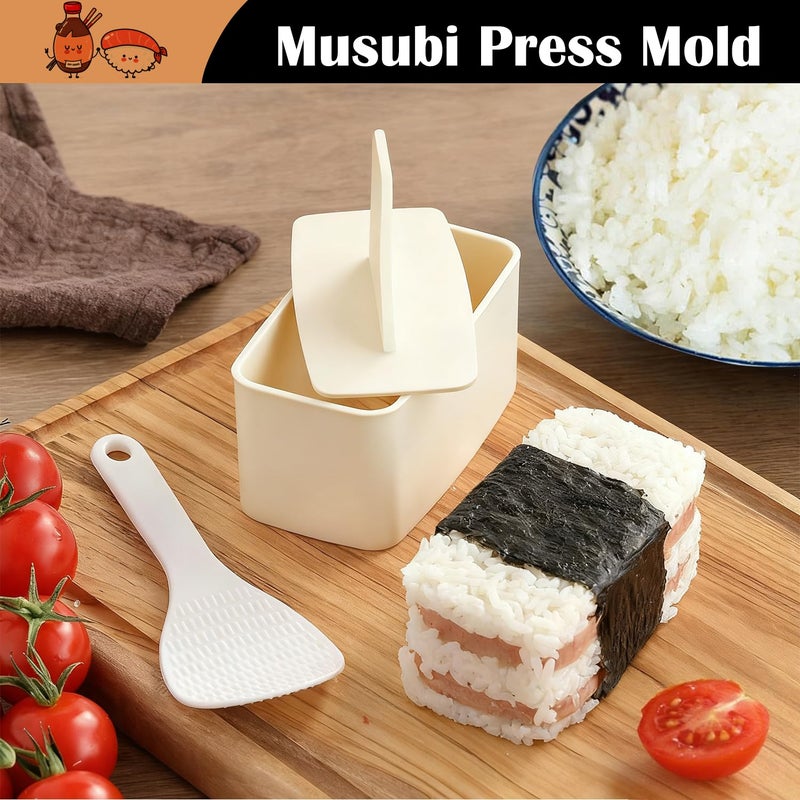 SmileTools Musubi Mold Kit, Musubi Press Molds with Musubi Maker, Triangle Onigiri Mold, Rice Paddle, Luncheon Meat Slicer for SPAM - Image 3