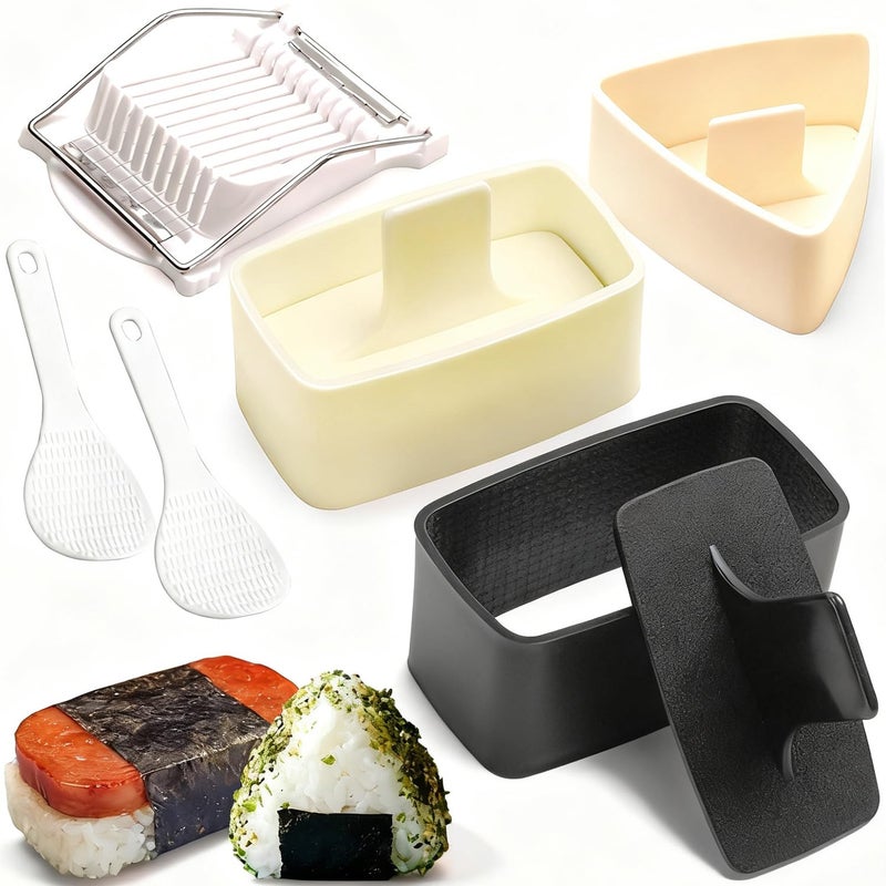 SmileTools Musubi Mold Kit, Musubi Press Molds with Musubi Maker, Triangle Onigiri Mold, Rice Paddle, Luncheon Meat Slicer for SPAM - Image 1
