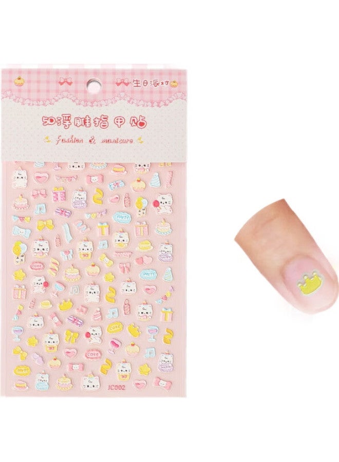 Surada Children'S Nail Stickers, Children'S Stickers, Nail Art Stickers, Children'S Glow-In Nail Stickers, 5D Embossed Nail Stickers, Children'S Stickers, Children'S Birthday Party Nail Stickers Jc002 - Image 1