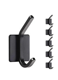 Zalcoon Towel Hook - Self Adhesive Hooks Bathroom Hooks Stainless Steel Robe Coat Hook 6-Packs (Black)  - Image 1