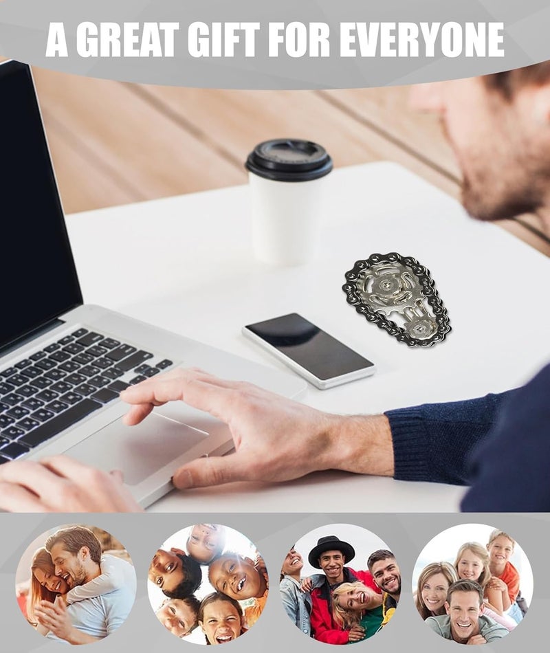 VATTU Fidget Toys for Kids, Fidget Toys, Black Compact Fidget Toys for Kids Adults Bicycle Chain Top Stress Relief Toy Durable Portable Ages - Image 5