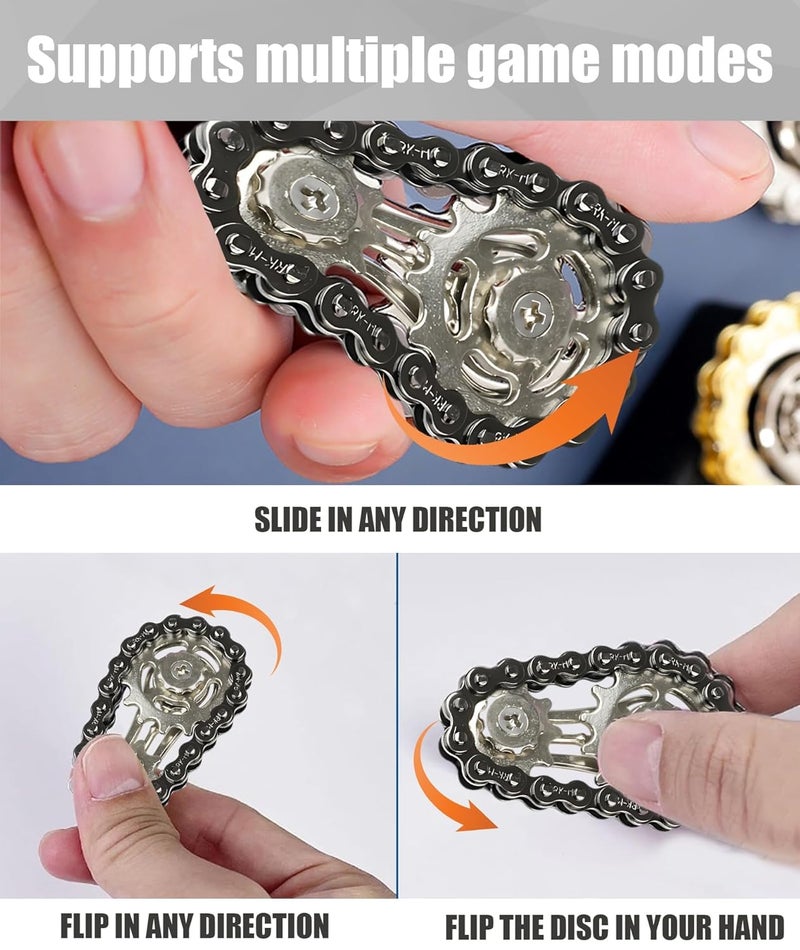 VATTU Fidget Toys for Kids, Fidget Toys, Black Compact Fidget Toys for Kids Adults Bicycle Chain Top Stress Relief Toy Durable Portable Ages - Image 2