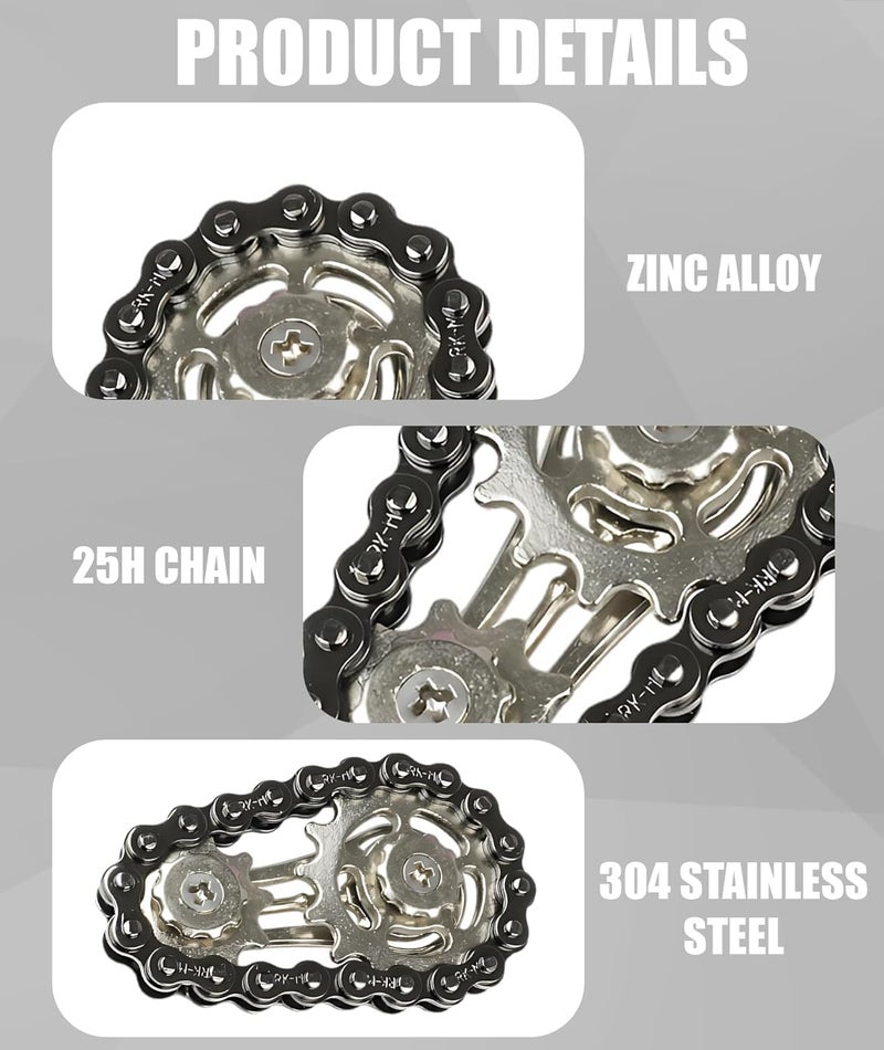 VATTU Fidget Toys for Kids, Fidget Toys, Black Compact Fidget Toys for Kids Adults Bicycle Chain Top Stress Relief Toy Durable Portable Ages - Image 3