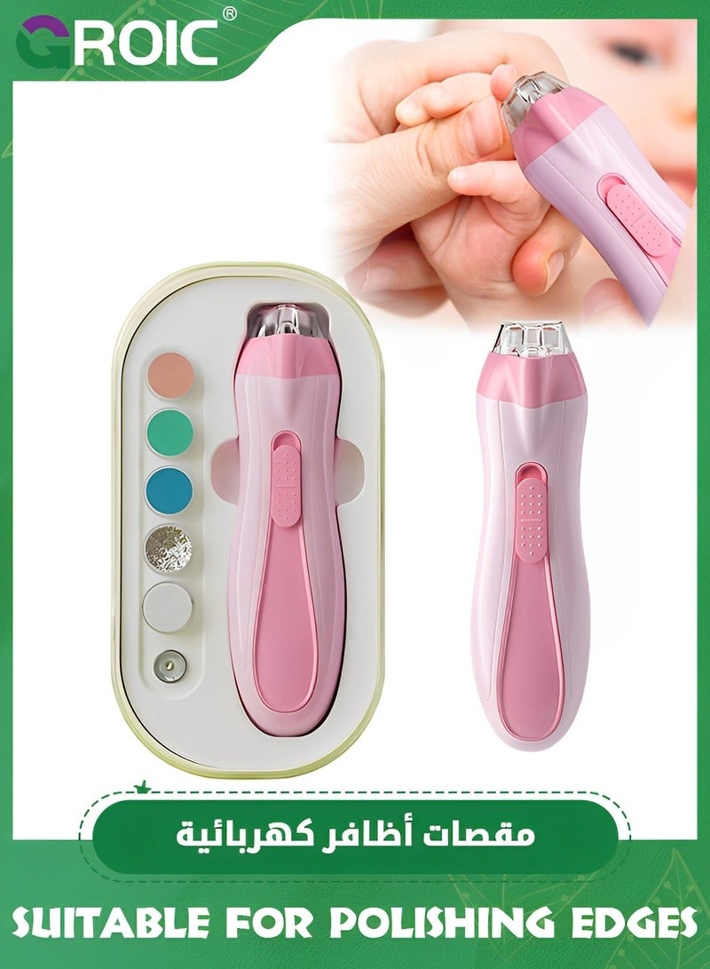 GROIC Electric Baby Nail Trimmer,Safe and Easy Trimmer, Clippers,Nail Filer Buffer,Trim Polish Grooming kits for Newborn with 7 Grinding Heads,Kids Toes Fingernails Care Trim - Image 1
