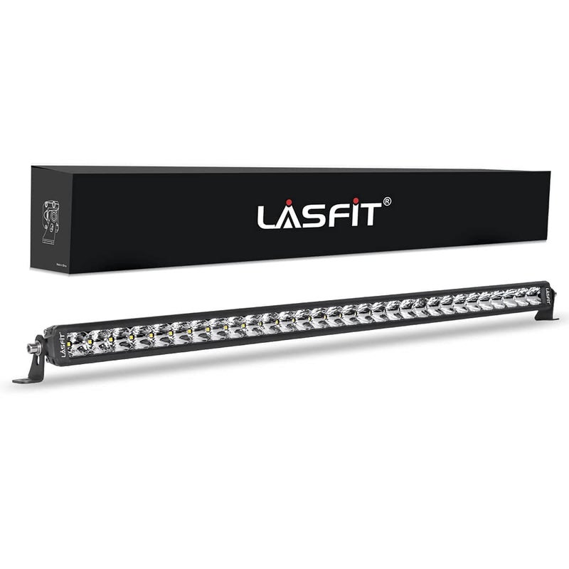 LASFIT 32 inch LED Light Bar Single Row Spot Flood Combo Beam IP67 Waterproof Off Road LED Bumper Lights for WranglerF150RangerExplorer4Runner