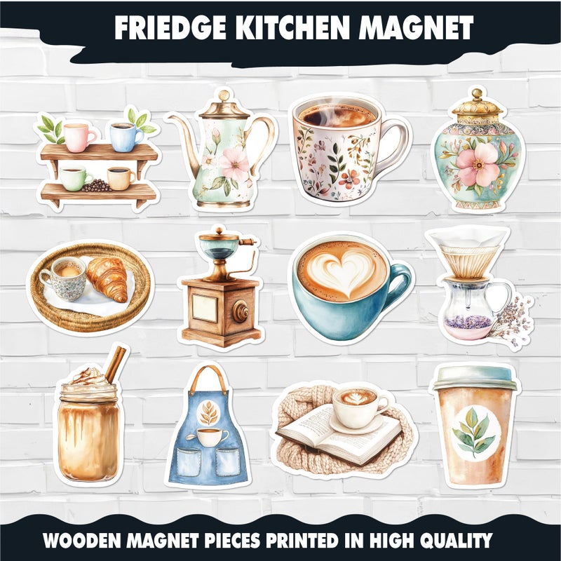 Coffee Fridge Magnets Set – Aesthetic Coffee-Themed Magnets with Cups, Beans, Quotes & Cozy Café Vibe for Refrigerator, Kitchen Decor, Office, 3MM Thickness, Modern Home Decoration - Image 2
