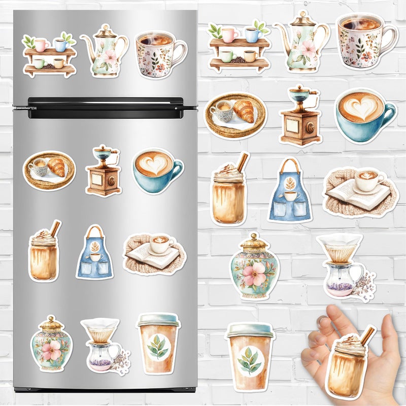 Coffee Fridge Magnets Set – Aesthetic Coffee-Themed Magnets with Cups, Beans, Quotes & Cozy Café Vibe for Refrigerator, Kitchen Decor, Office, 3MM Thickness, Modern Home Decoration - Image 1