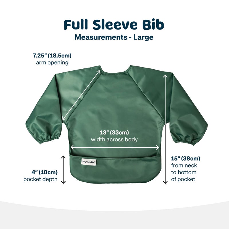 Tiny Twinkle Long Sleeve Bib for Babies & Toddlers | 2-Pack Waterproof Smock Bib for Eating | Machine Washable & Mess-Proof Feeding Essentials | Newborn Shower Gift (Slate Olive,2-4Y) - Image 2